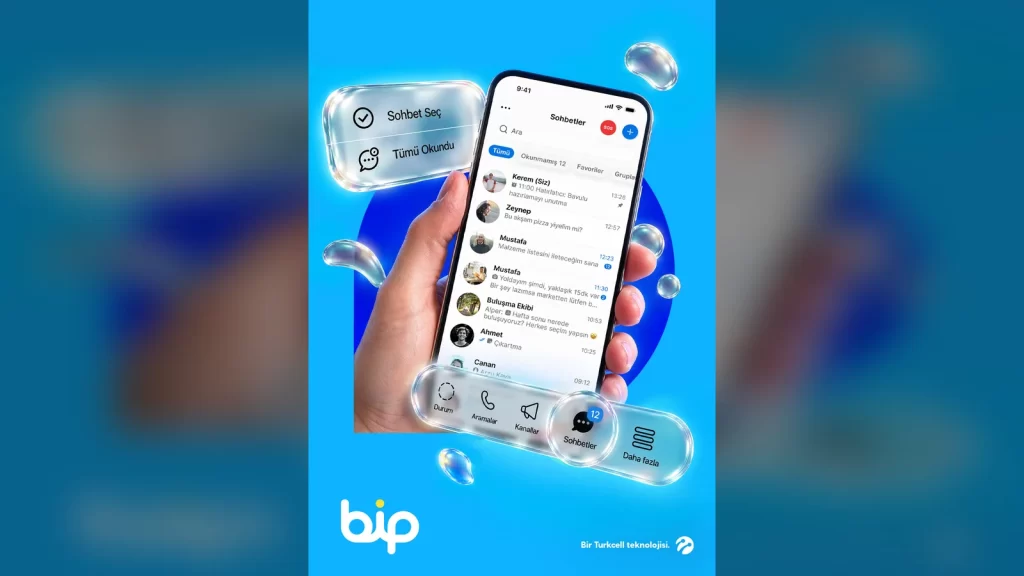 BiP uygulamasının iPhone için sunulan Liquid Glass arayüzü