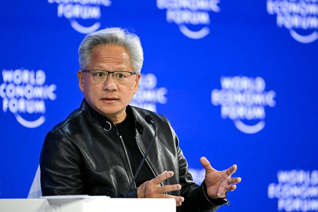 Nvidia CEO’su Jensen Huang Davos’taki Dünya Ekonomik Forumu’nda konuşurken