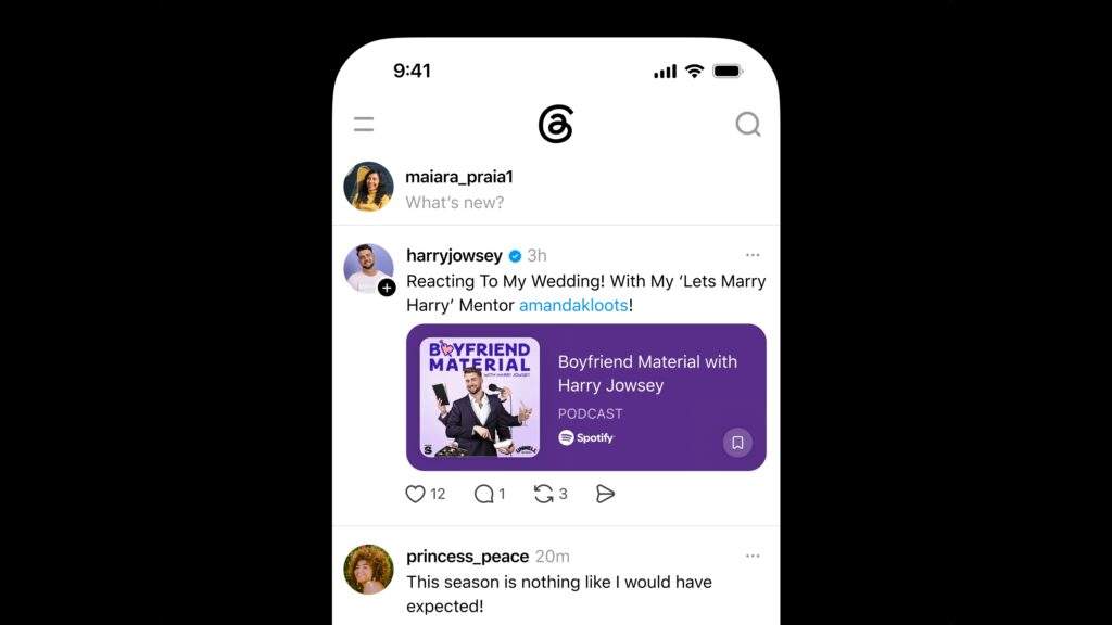 Threads’in podcast üreticileri için yeni araçlarını tanıtan görsel