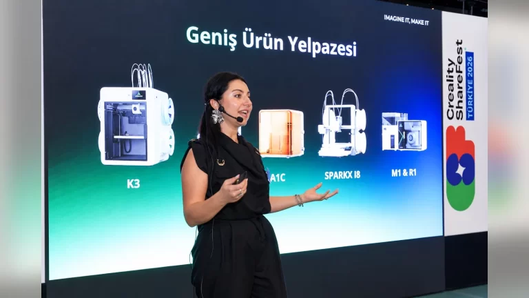 İstanbul’da düzenlenen ShareFest Türkiye 2026 etkinliğinde tanıtılan Creality 3D yazıcı ve tarayıcı teknolojileri.
