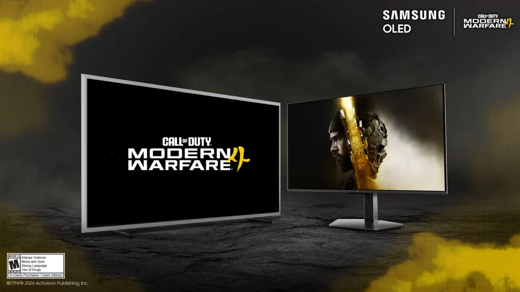 Samsung Odyssey monitörde Call of Duty oynayan bir oyuncu