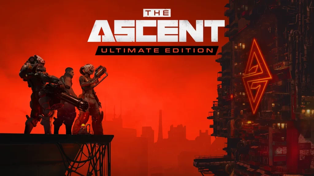 The Ascent Ultimate Edition Nintendo Switch 2 sürümü için hazırlanan siberpunk temalı oyun içi fragman görüntüsü.