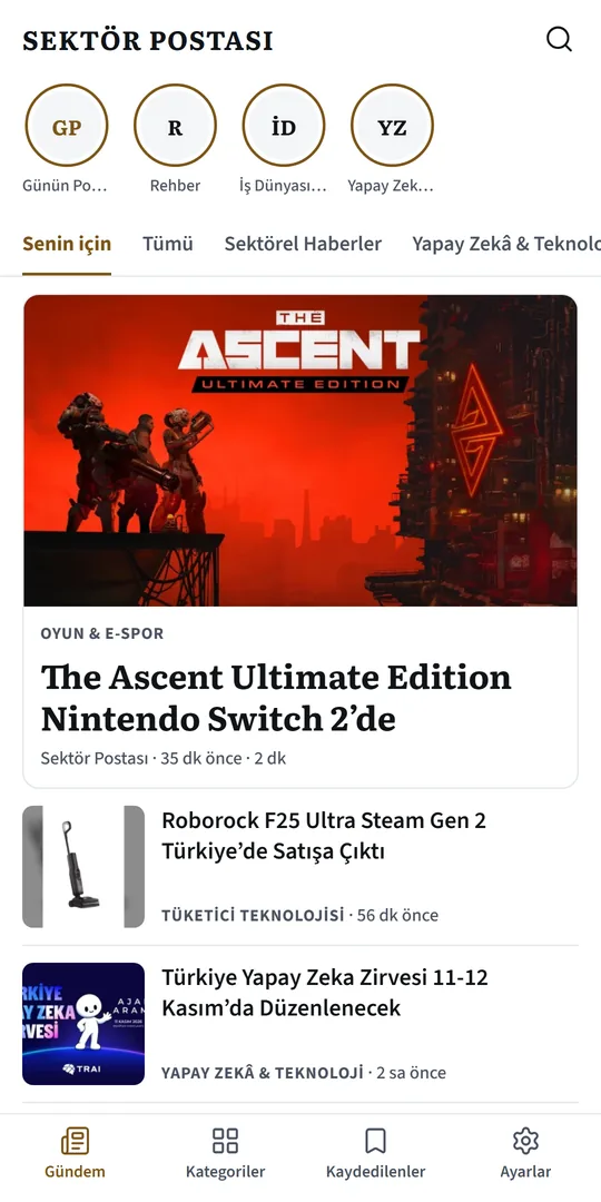 Sektör Postası uygulaması: Senin için gündem